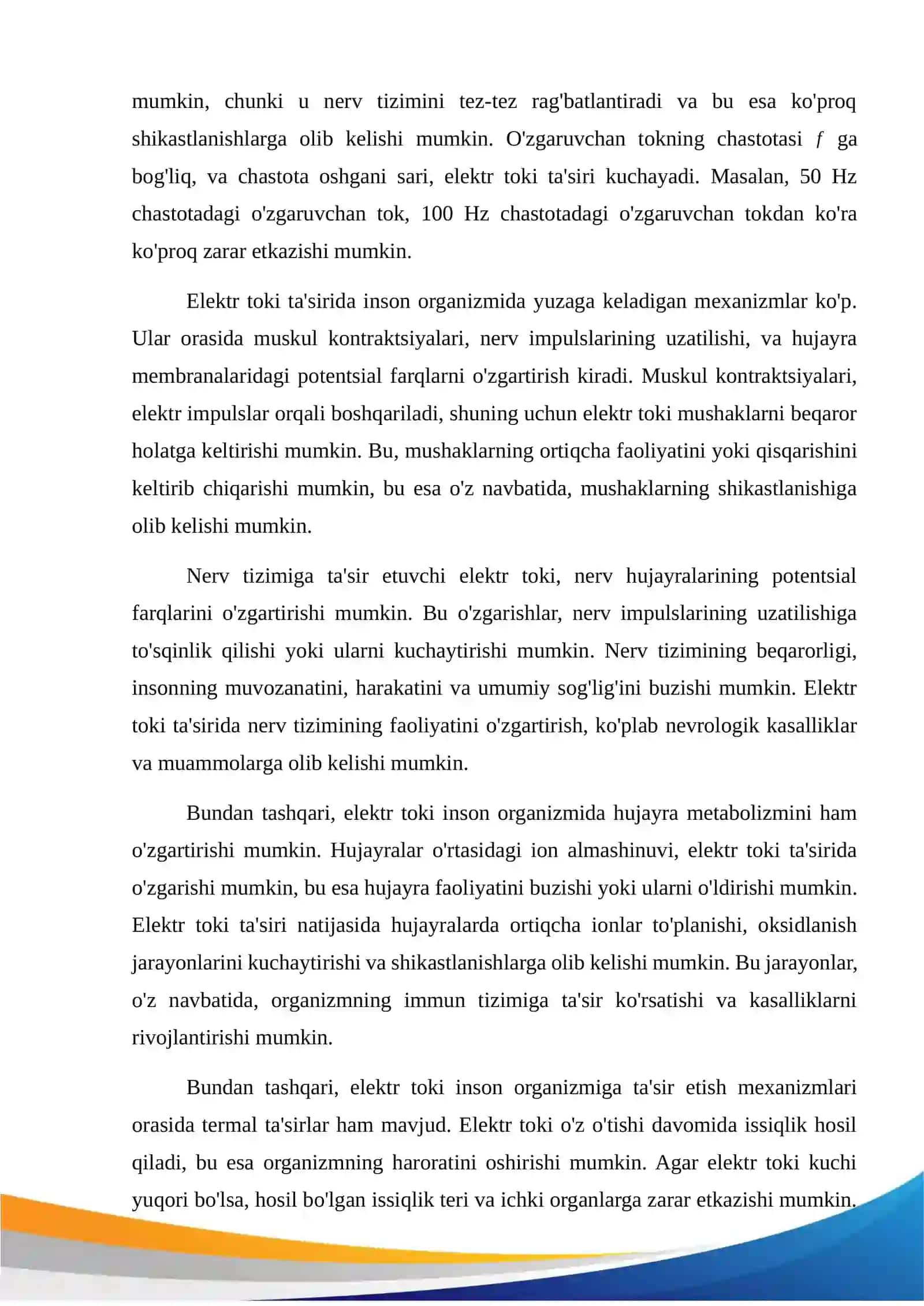 Elektr tokining inson organizmiga ta'siri 3