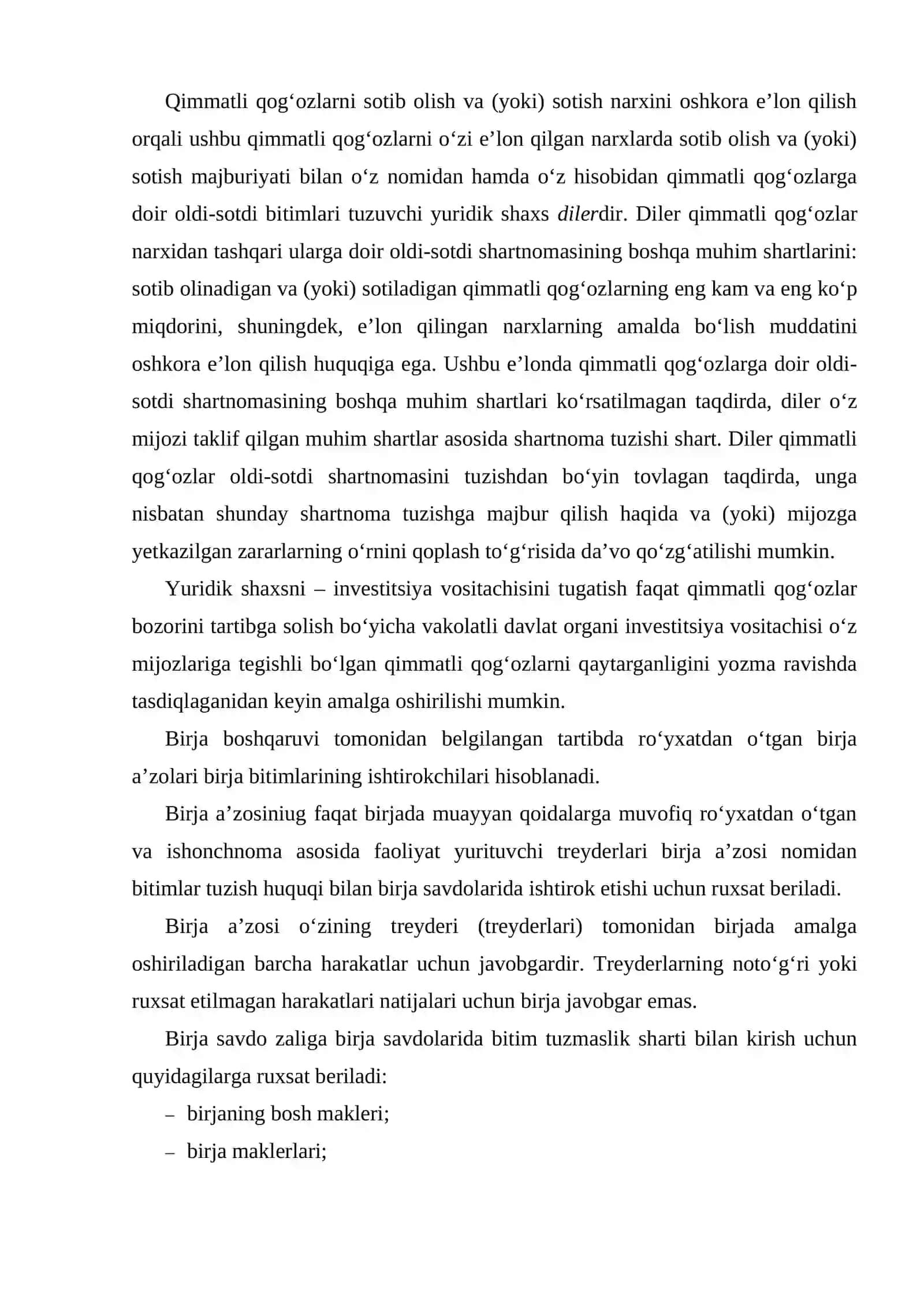 Birja ishida vositachilik faoliyati 3