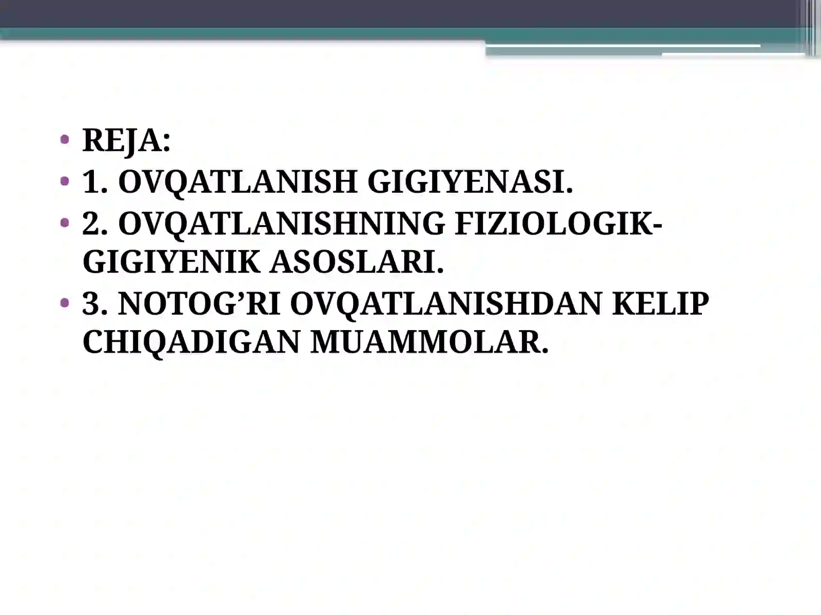 OVQATLANISHNING ADEKVATLIGINI TEKSHRISH VA BAHOLASH 3
