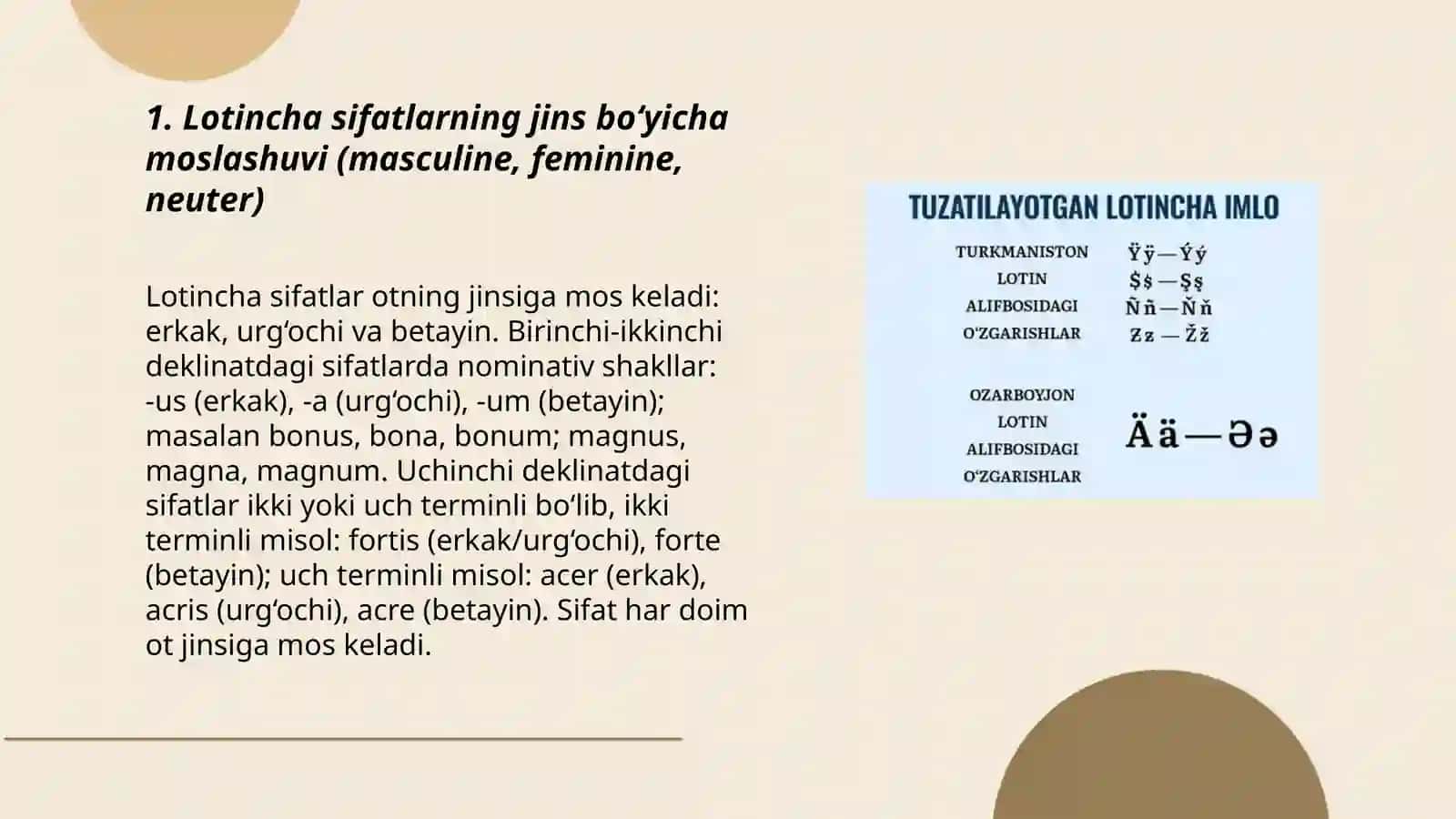 Lotincha sifat va otlarning moslashuvi by Zarifboyeva Gulzebo 3