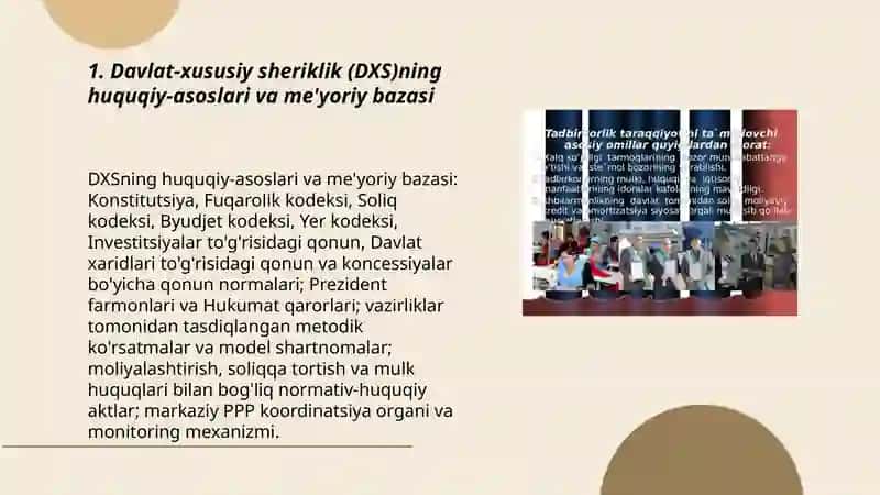 Davlat-xususiy sheriklik asosida tadbirkorlik faoliyatini tashkil etish tajribasi 3
