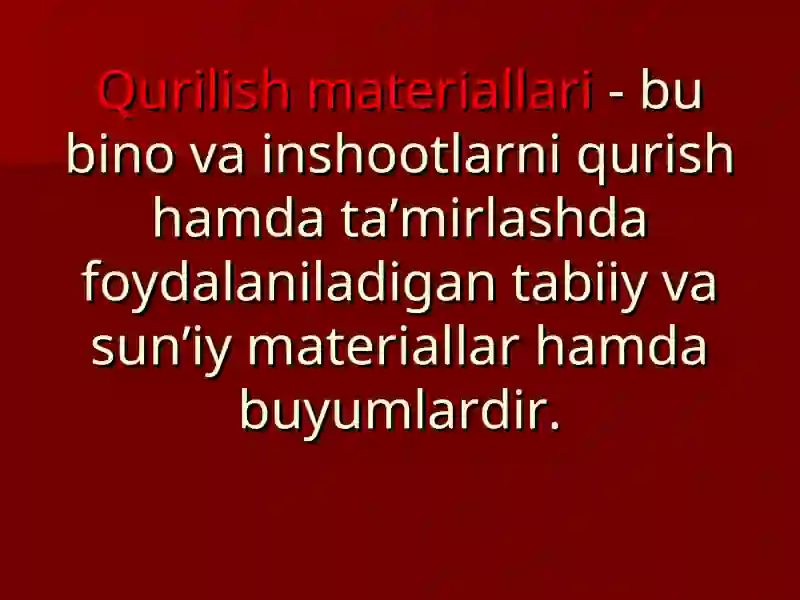 Qurilish materiallarining xalq xo’jaligidagi mohiyati va ularni tasniflash asoslari 3
