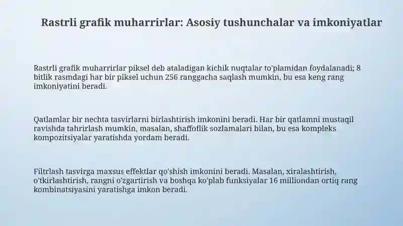 Rastrli grafik muharrirlar: Asosiy tushunchalar va imkoniyatlar 3