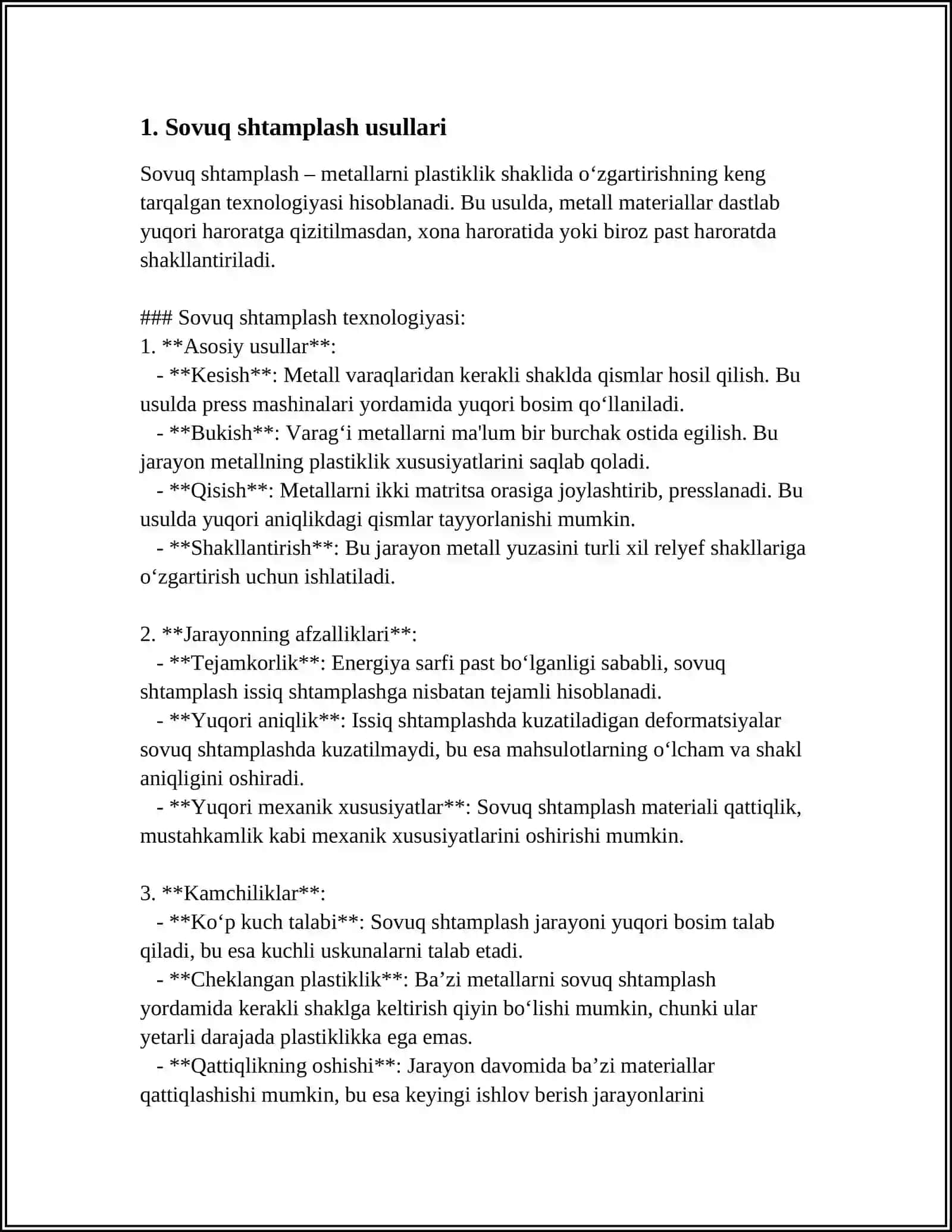 SOVUQ VA ISSIQ HOLDA SHTAMPLASH FARQLARI 3