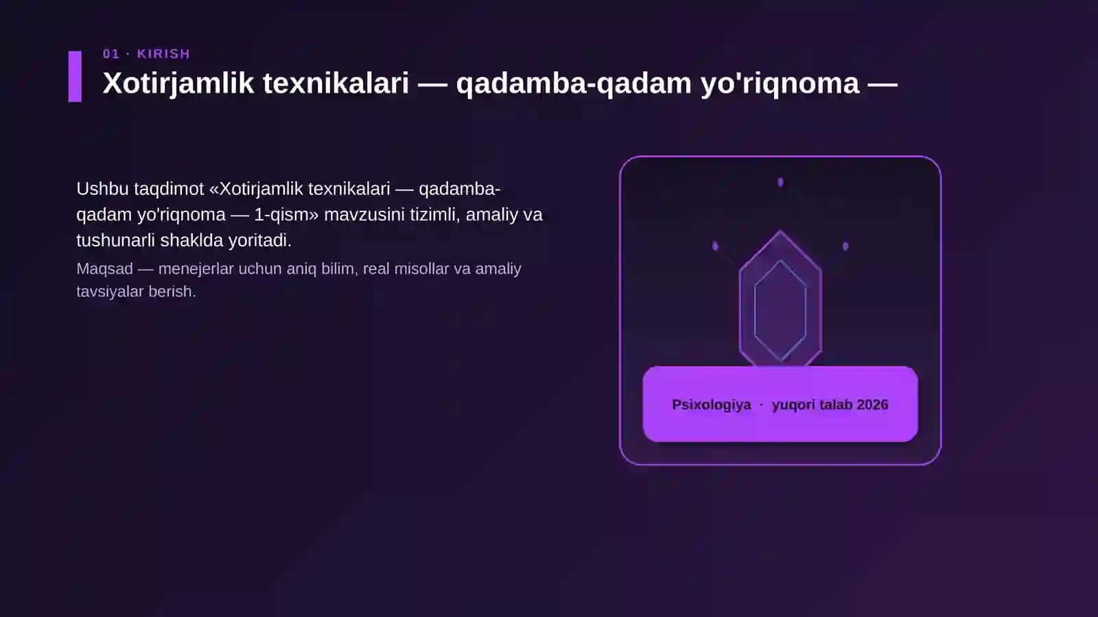 Xotirjamlik texnikalari — qadamba-qadam yo'riqnoma — 1-qism 3
