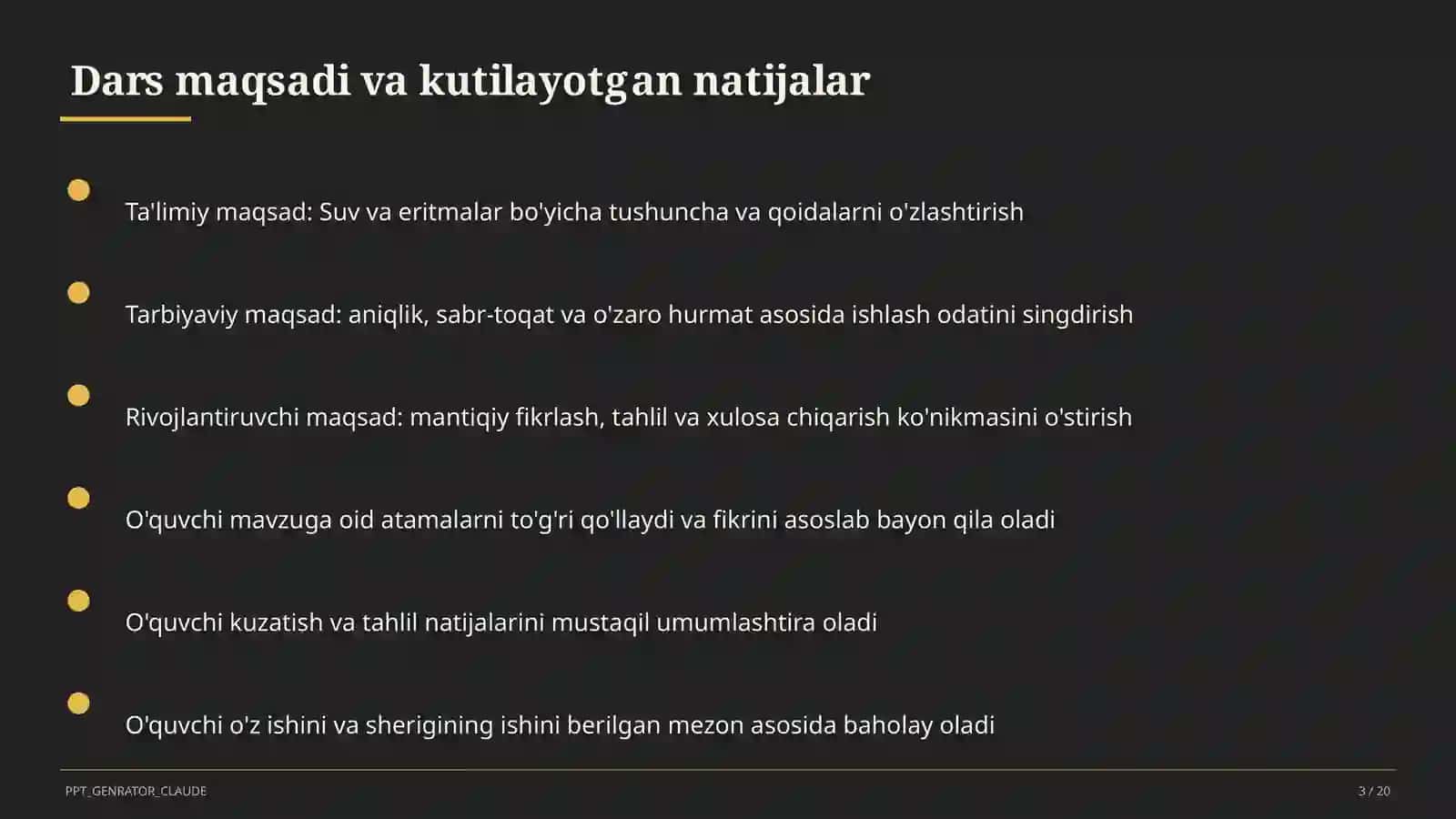 Kimyo (7–11) — takrorlash darsi uchun 3