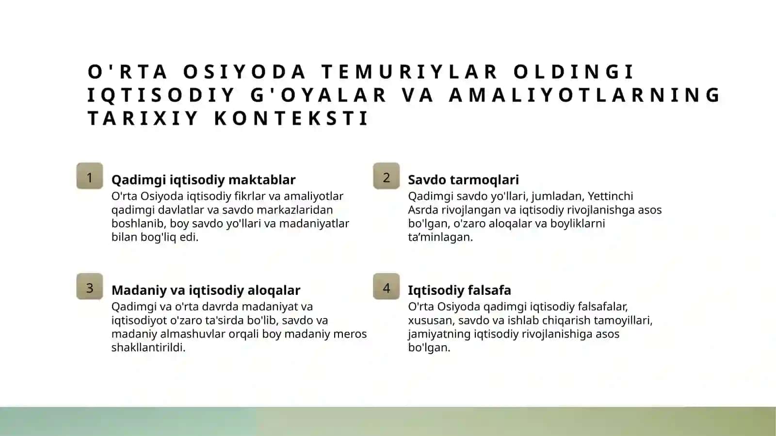 O'rta Osiyodagi temuriylar davrigacha va temuriylar davridagi iqtisodiy g'oyalar 3