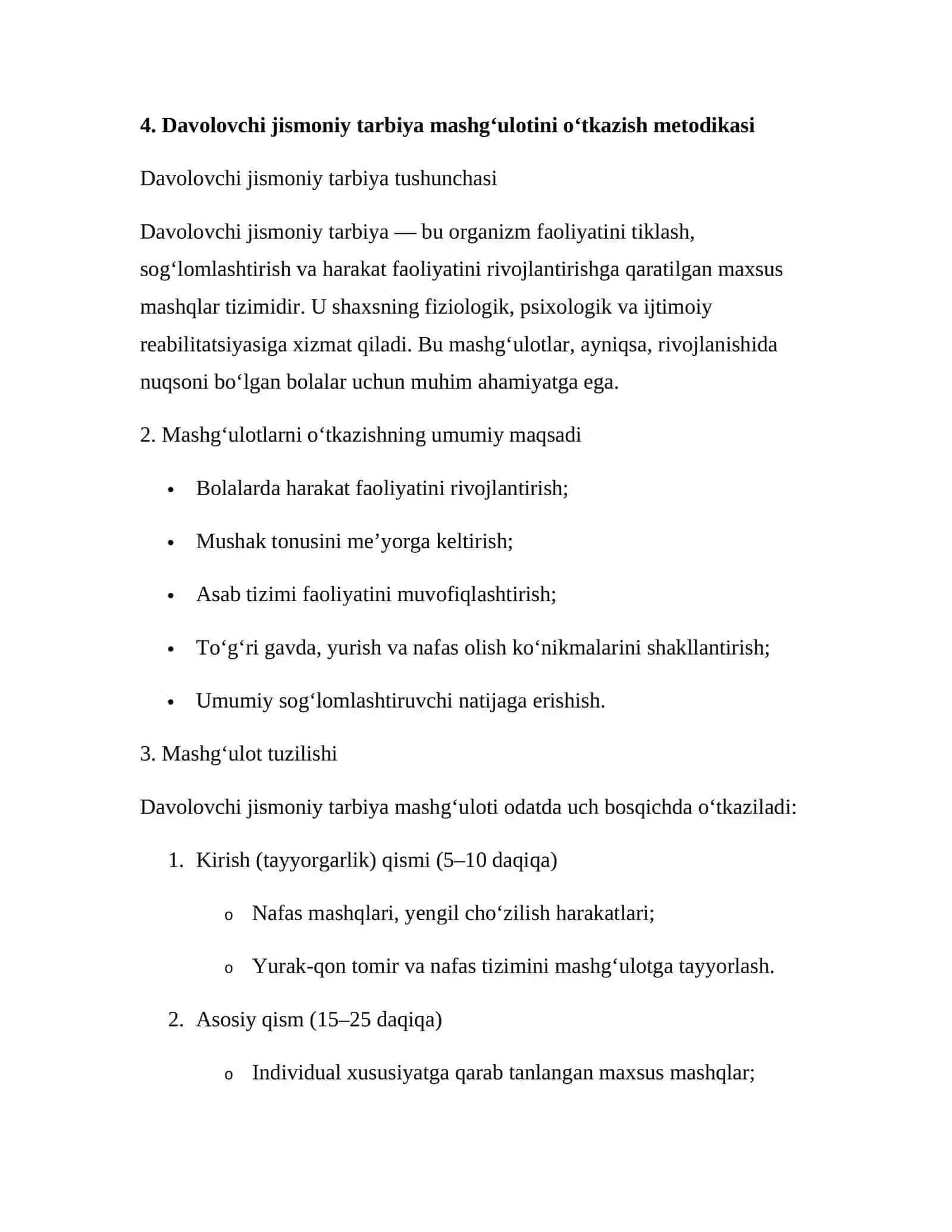 Davolovchi jismoniy tarbiya korreksion mashg‘ulotini rejalashtirish va olib borish 3