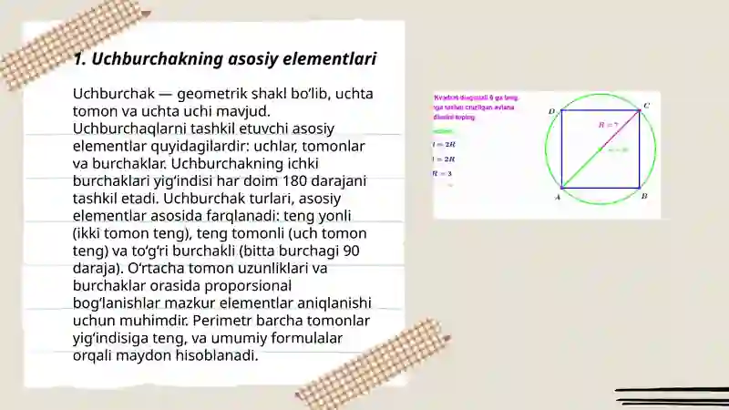 Uchburchakning asosiy elementlari 3