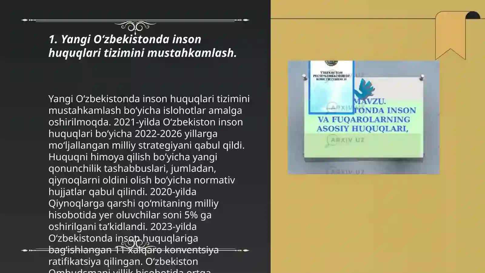 Yangi O’zbekistronda inson haq-huquqlari ve erkinliklari kafolatining yaratilishi 3