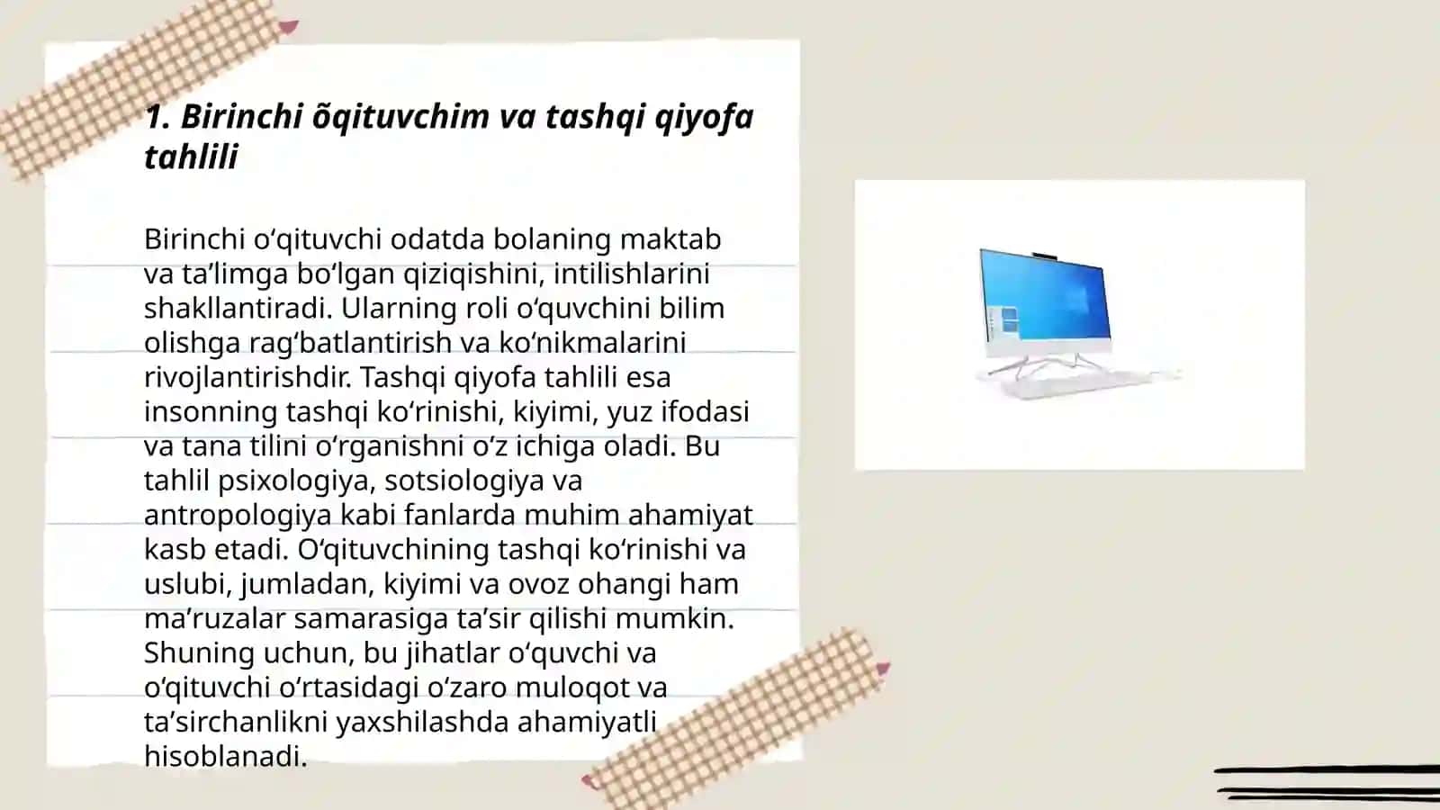 Birinchi õqituvchim va tashqi qiyofa tahlili 3