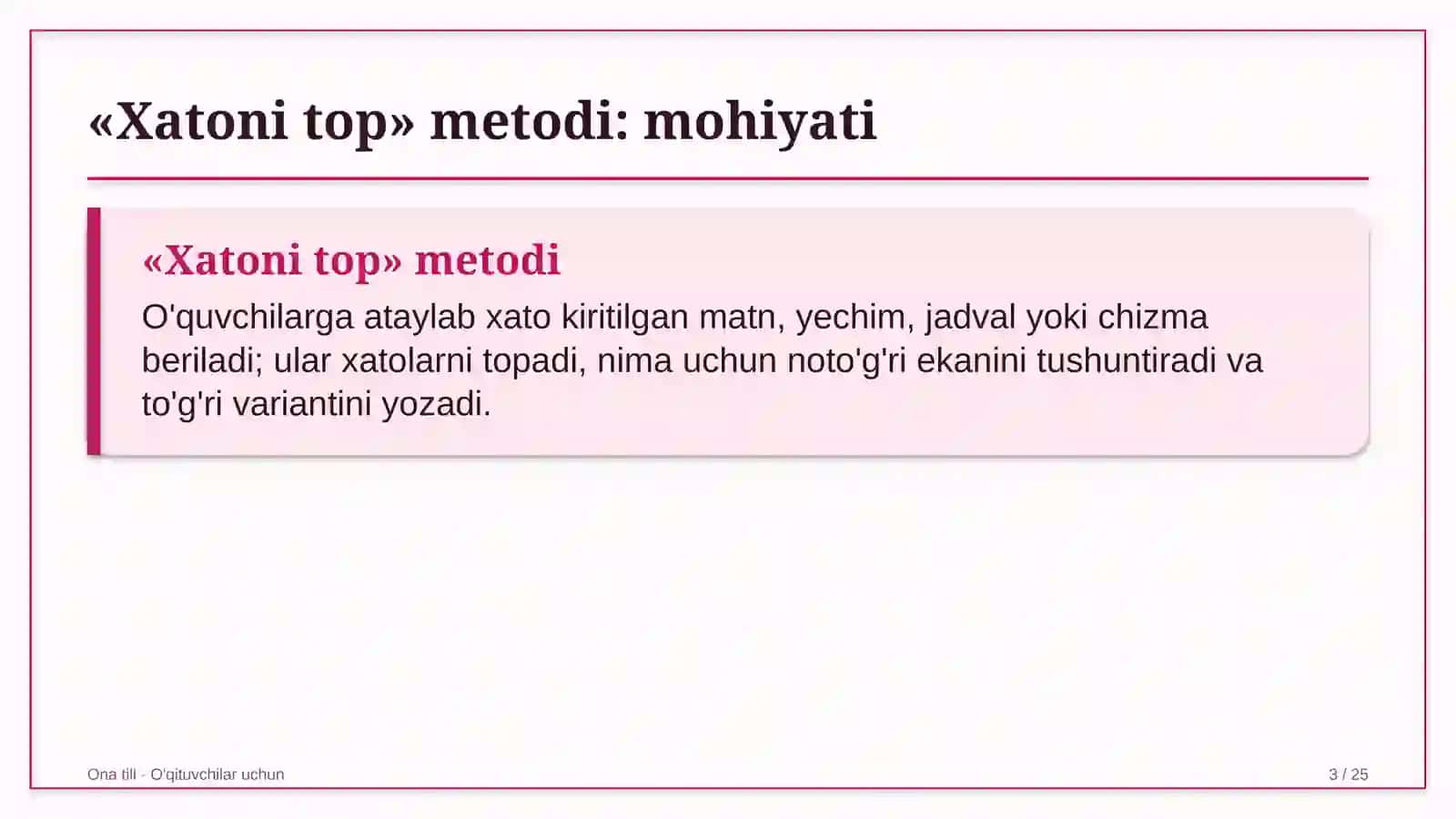 ona tili darslarida xatoni top metodidan foydalanish 3710 3
