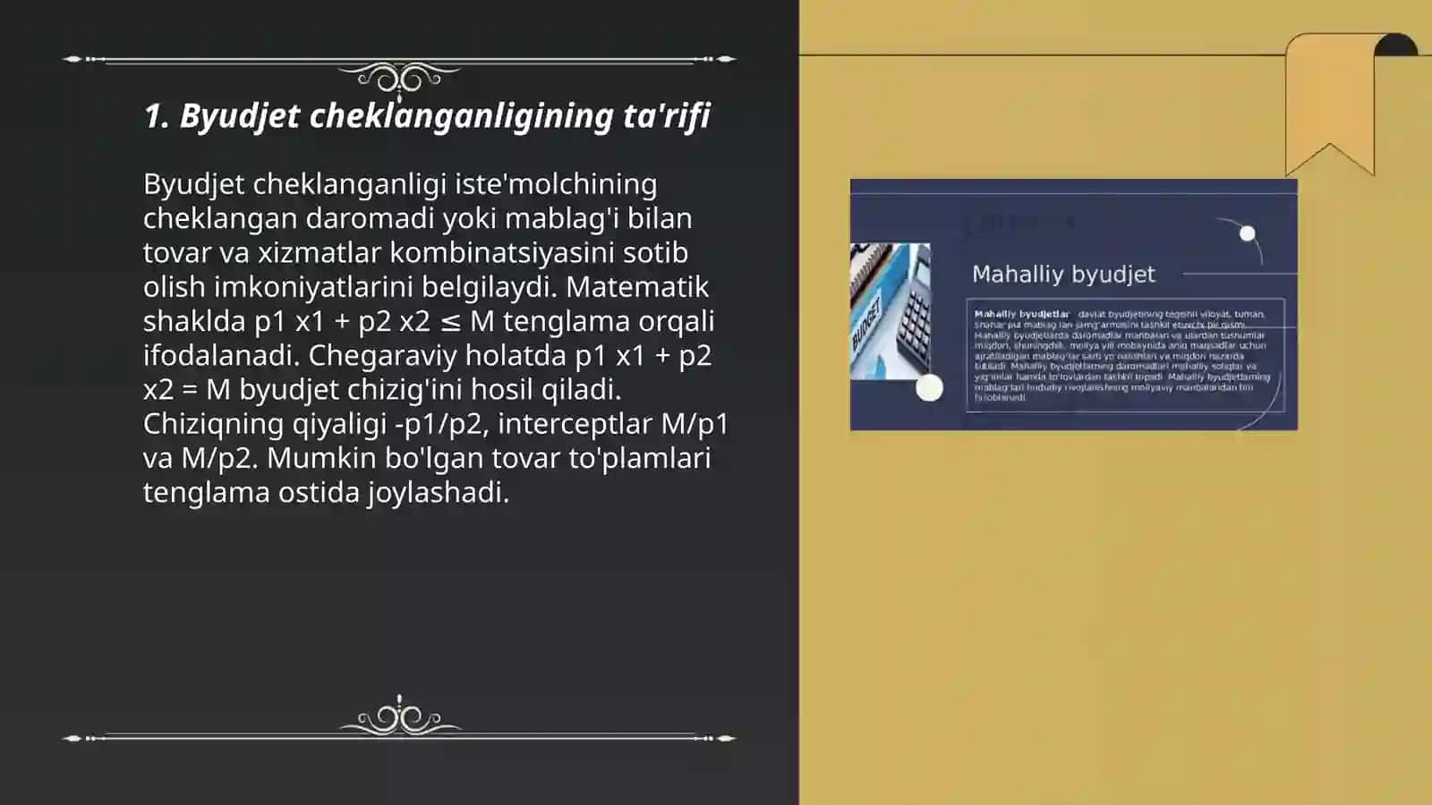 Byudjet cheklanganligi va byudjet tenglamasi 3