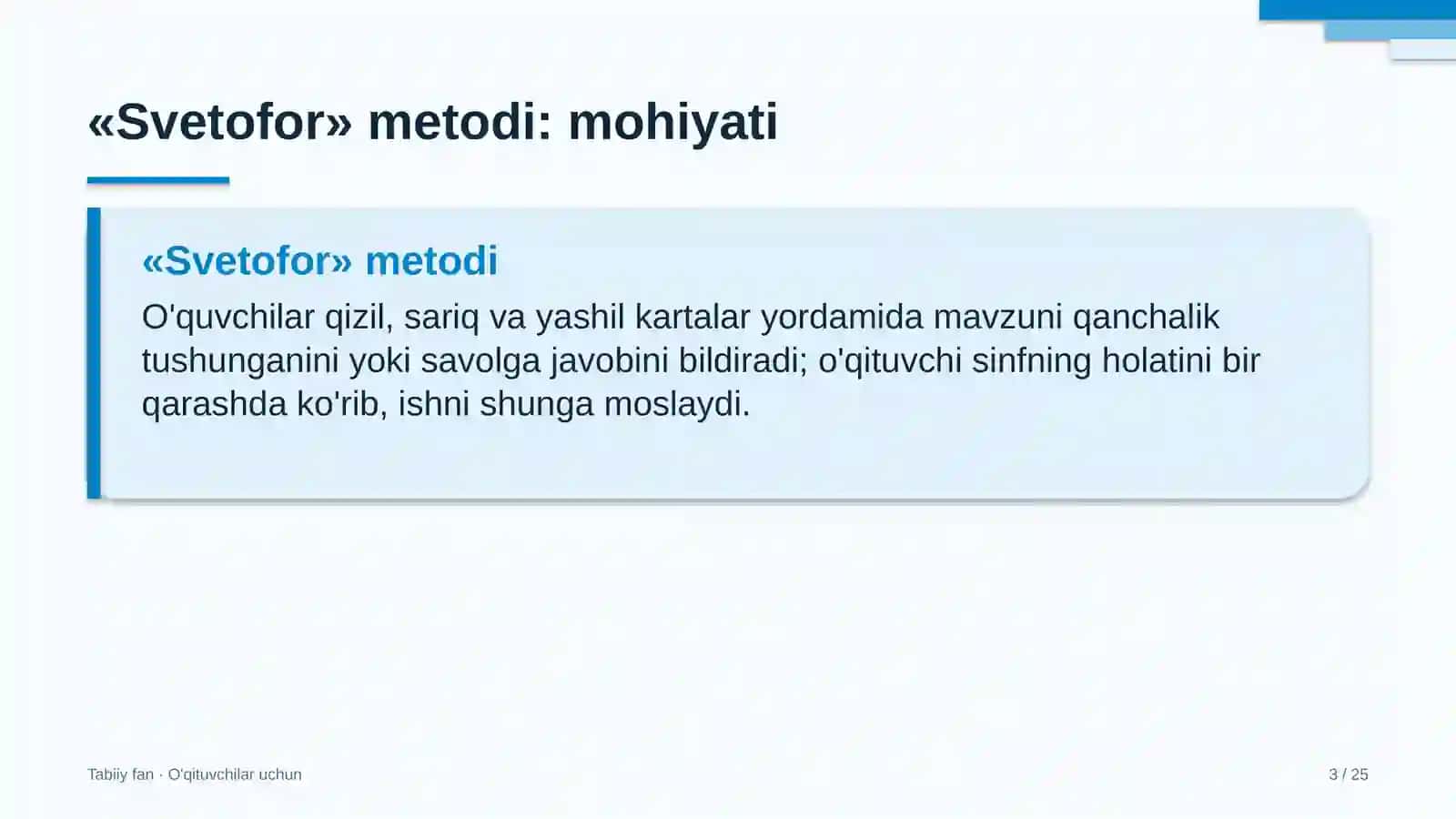 tabiiy fan darslarida svetofor metodidan foydalanish 8846 3