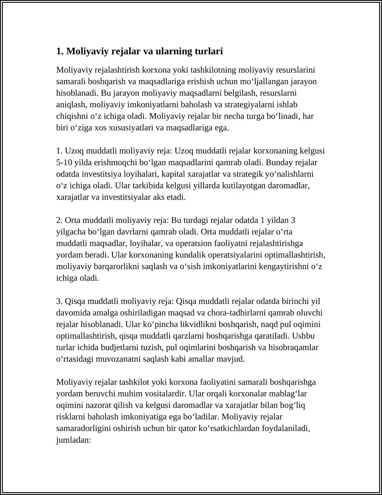 MOLIYAVIY REJALASHTIRISH VA PRAGNOZLASH ASOSLARI 3