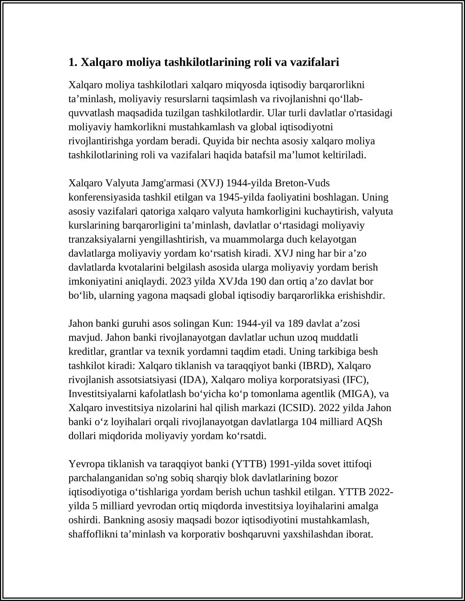 XALQARO TASHKILOTLARNING IQTISODIY SIYOSATGA TA'SIRI 3