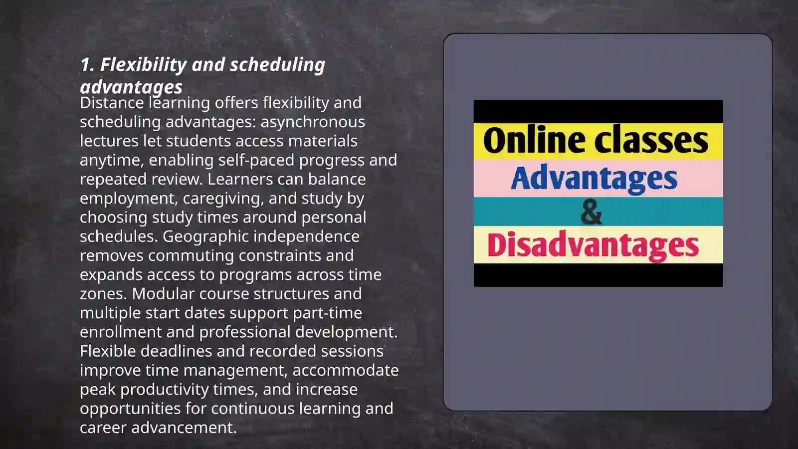 Distance learning advantages and disadvantages sides 3
