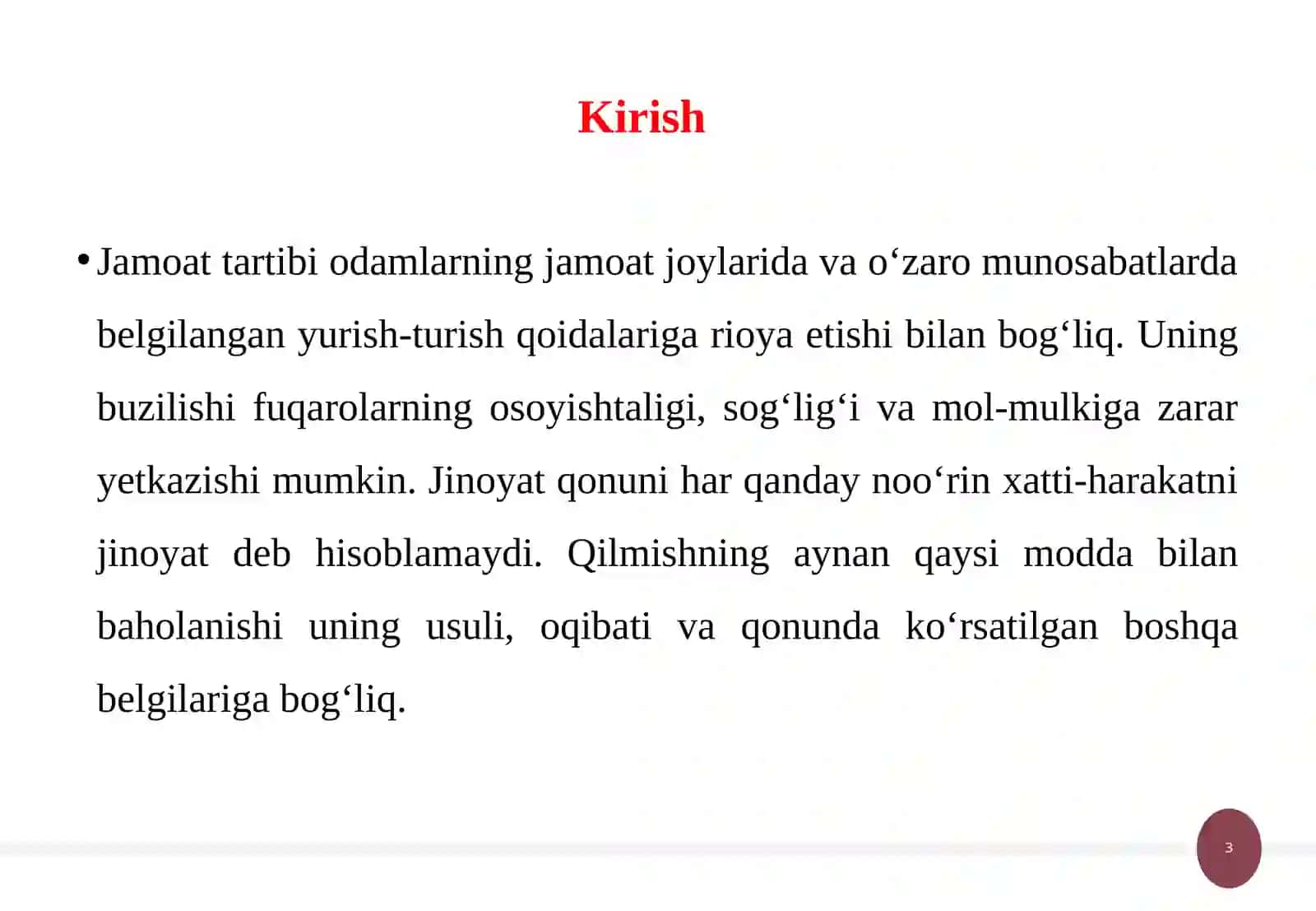 Jamoat tartibiga qarshi jinoiyatlar 3