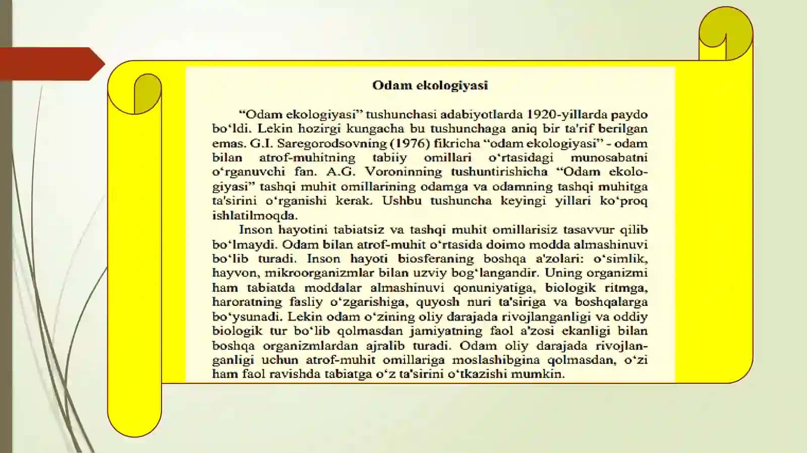 Abdusamatova Marjona - Tibbiy biologiya va umumi genetika fanidan odamekologiyasi 3