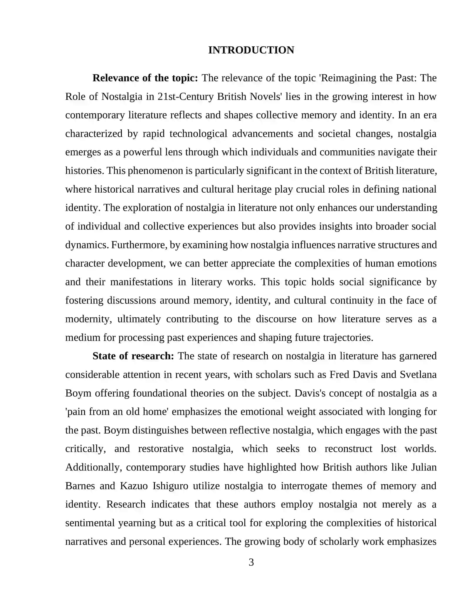 Reimagining the past:The role of Nostalgiya in 21st- Century British Novels 3