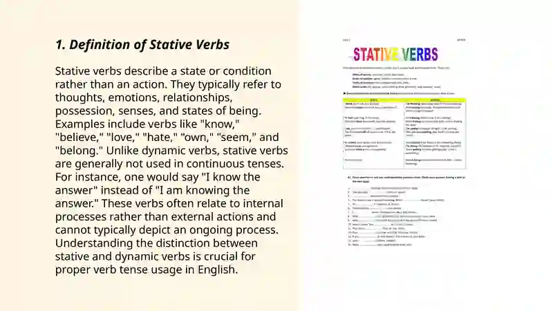 Stative verbs and linking words 3