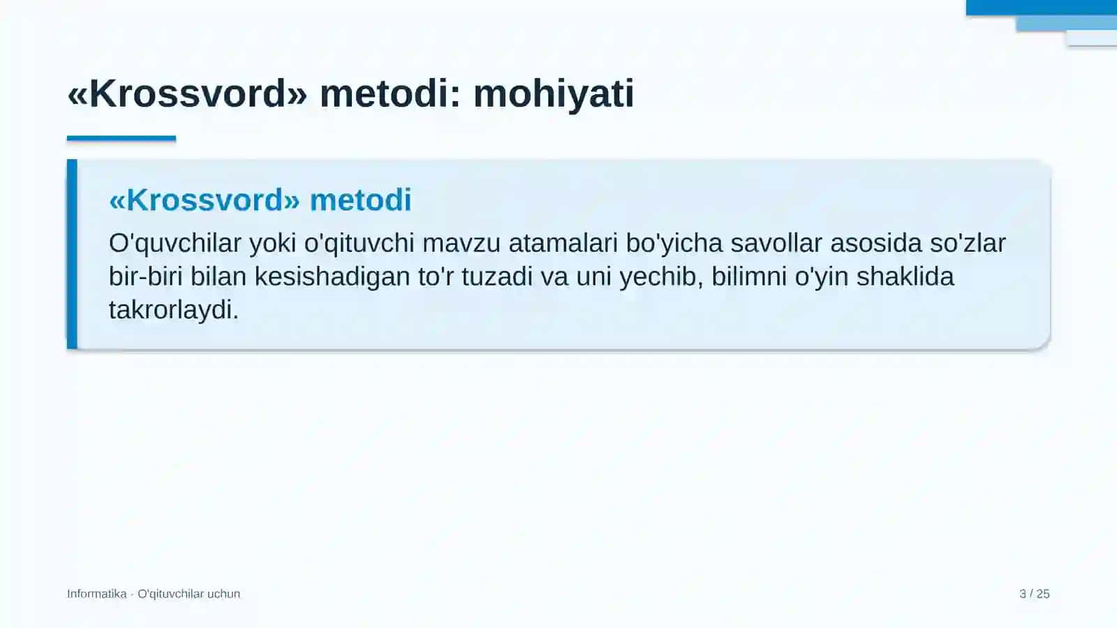 informatika darslarida krossvord metodidan foydalanish 8820 3
