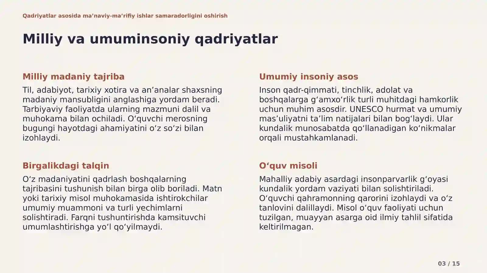 Qadriyatlar asosida ma’naviy-ma’rifiy ishlar 3