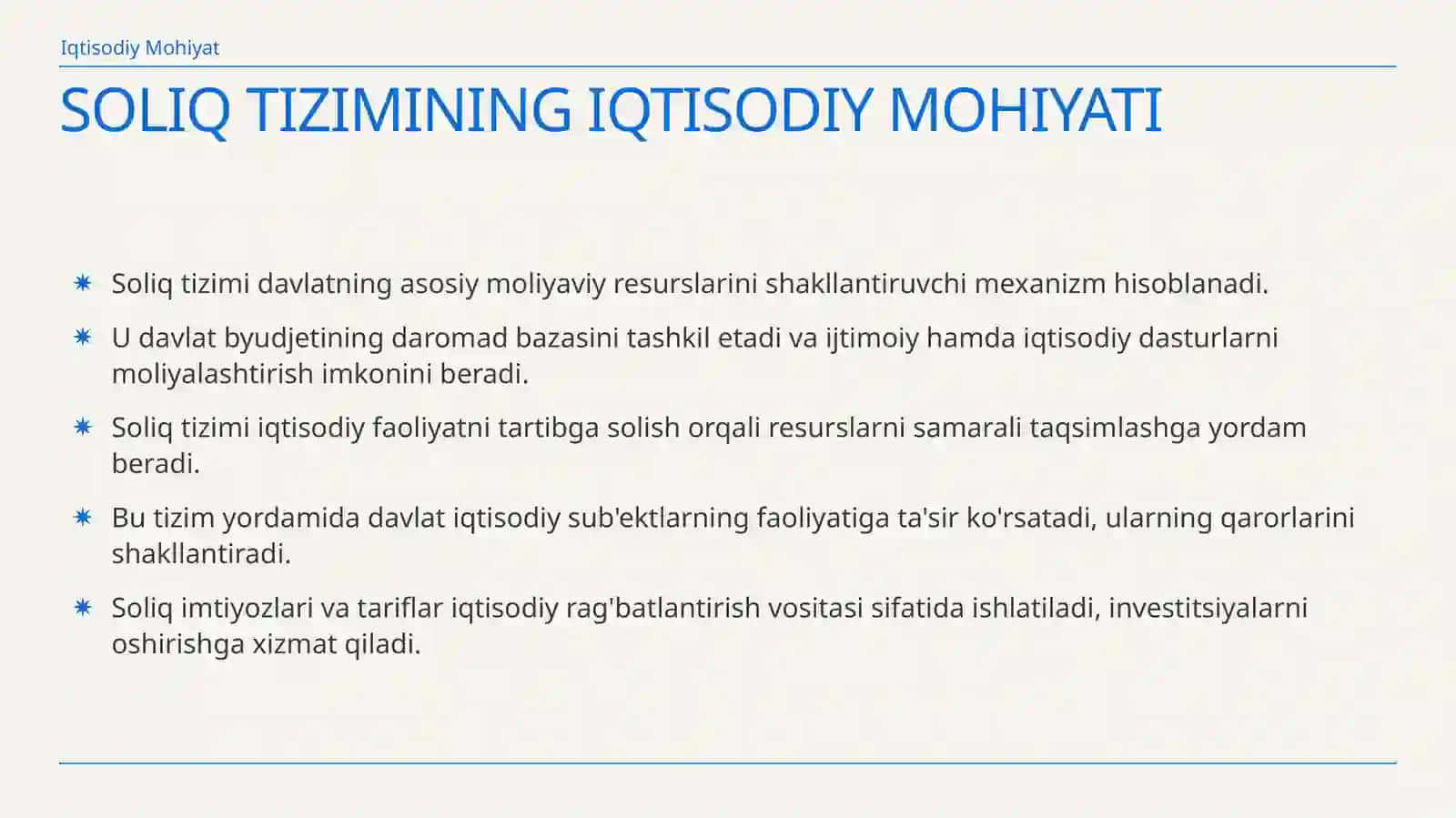 Soliq Tizimining Iqtisodiy Mohiyati va Ahamiyati 3