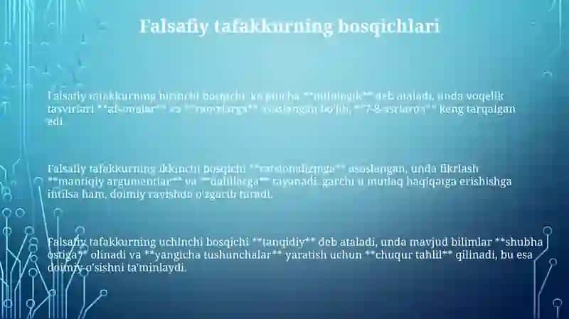 Falsafiy tafakkur bosqichlari. Sharq falsafasi 3
