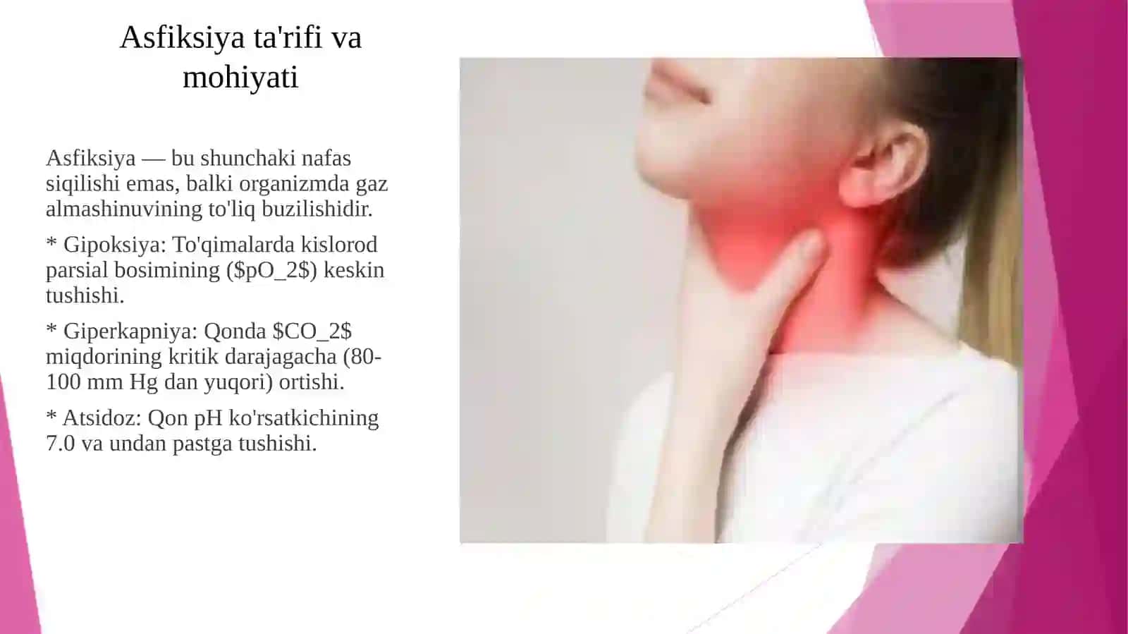 Asfiksiyaning patologik jarayon rivojlanishi davriga roli 3