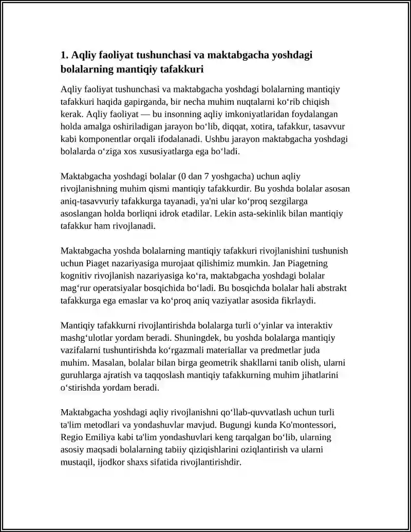 MAKTABGACHA YOSHDAGI BOLALARNING MANTIQIY TAFAKKURINI RIVOJLANTIRISHDA AQLIY FAOLIYAT OʻRNI 3