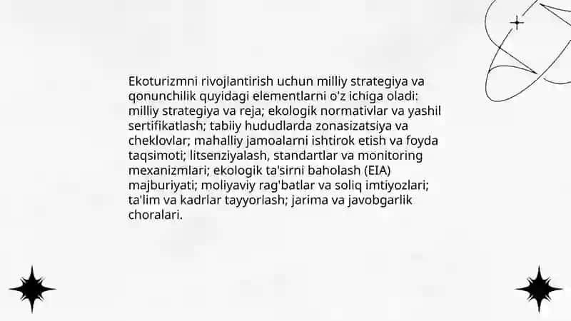 Ekoturizmni rivojlantirishning asosiy yo'nalishlari 3
