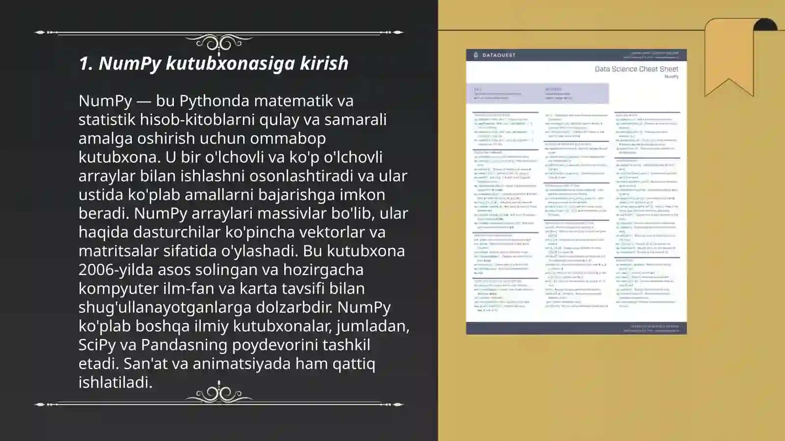 Paython da NumPy kutubxonasi bilan ishlash 3