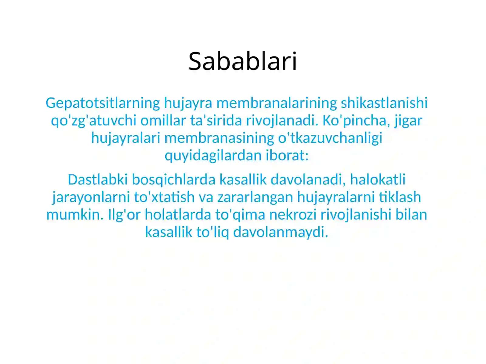 Sitoliz sindromi, mezenxima yallig'lanishining xolestazasi. Sitolitik jigar sindromi: sabablari, belgilari, davolash usullari 3