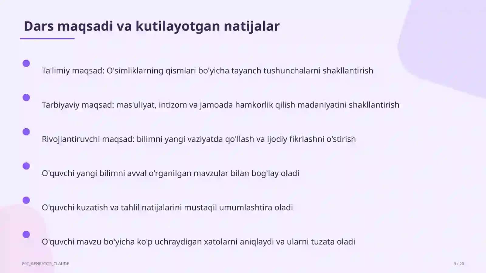 O'simliklarning qismlari (2-sinf) 1