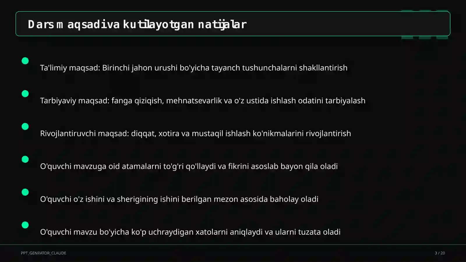 Birinchi jahon urushi (9-sinf) 3