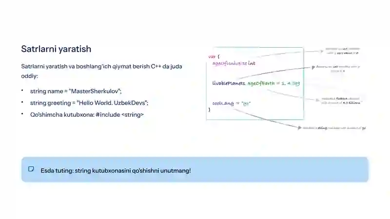 C++ da satrlar va ular bilan ishlash 3