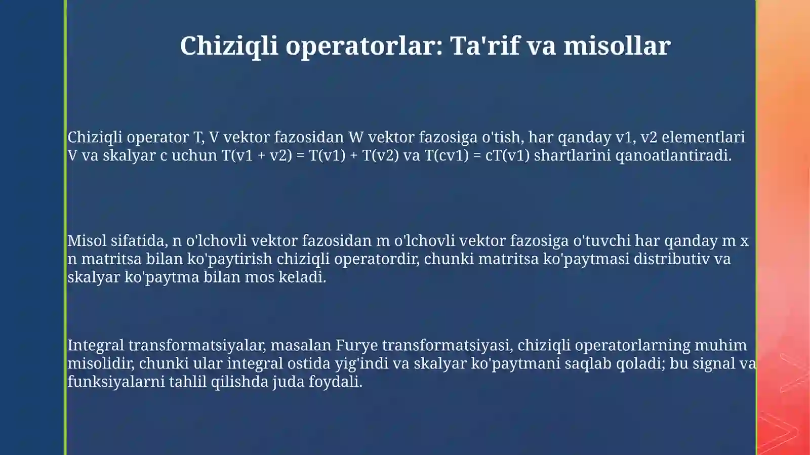 Chiziqli operatorlar 3