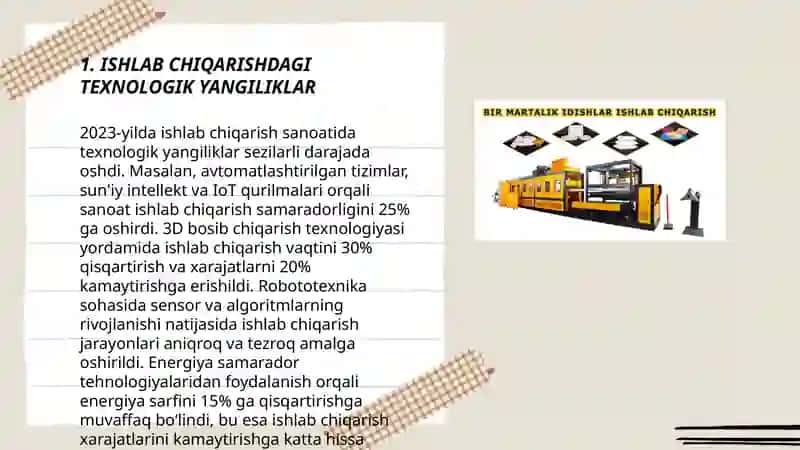 ISHLAB CHIQARISH JARAYONIGA YANGI, SAMARALI TEXNOLOGIYALARNI TATBIQETISH ZARURATI VA ISTIQBOLLARI 3