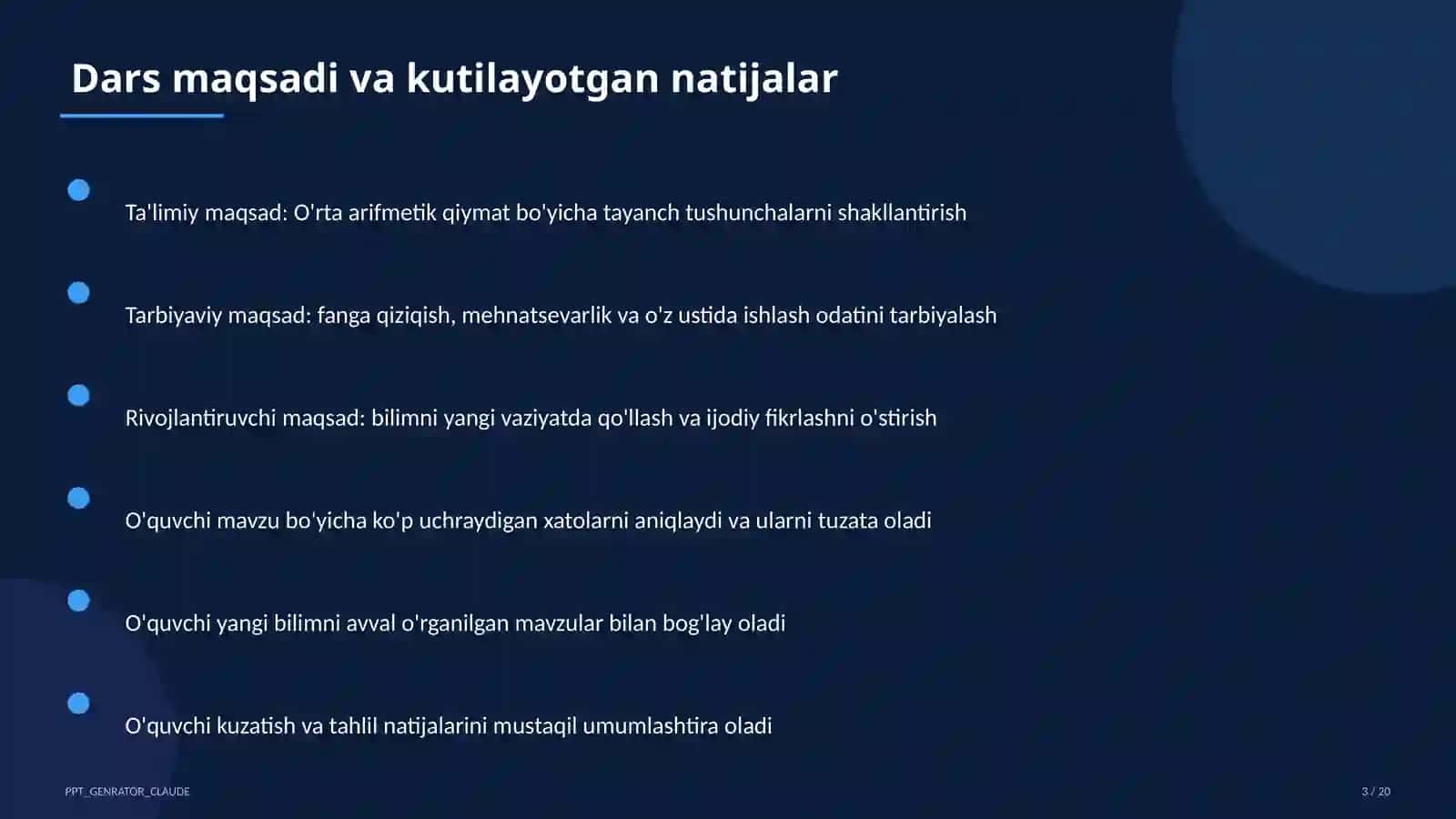O'rta arifmetik qiymat (5-sinf) 3