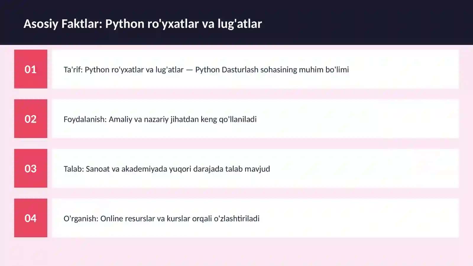 Python ro'yxatlar va lug'atlar 3