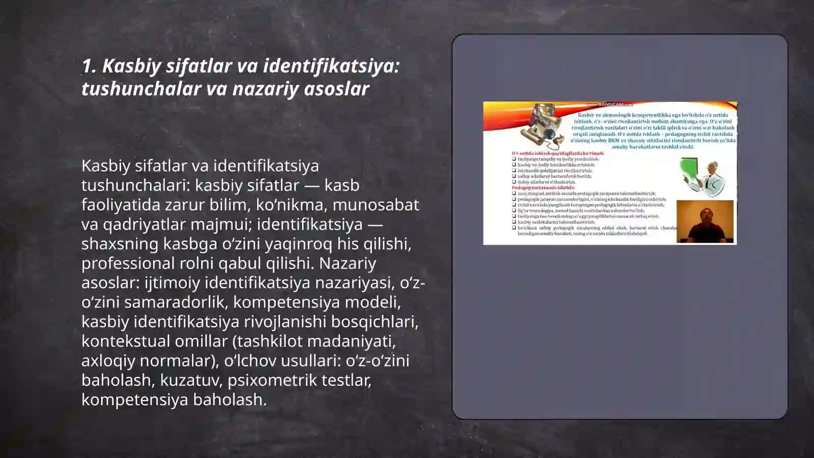 Kasbiy sifatlar va indentifikatsiya 3
