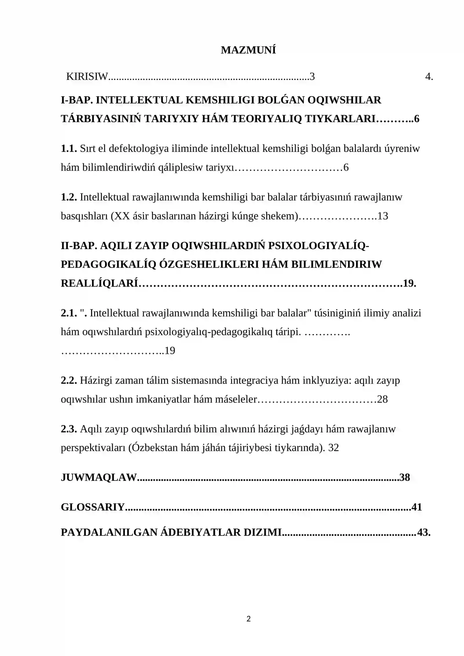 Arnawlı pedagogika: oligofrenopedagogika tálim baǵdarı 3