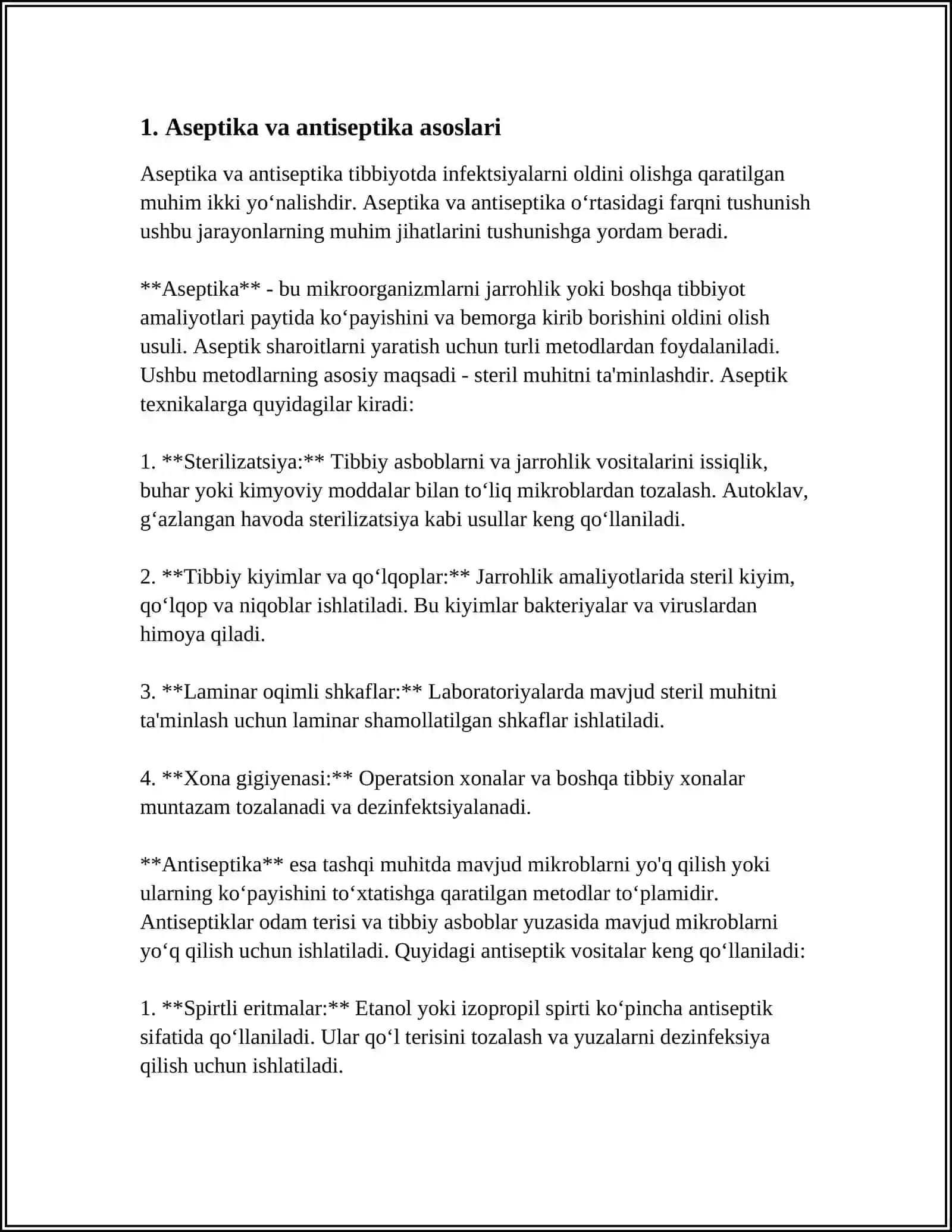 ASEPTIKA VA ANTISEPTIKA TAMOYILLARI, QO’LLAR GIGIYENASI, QO’LLARNI YUVISH TEXNIKASI 3
