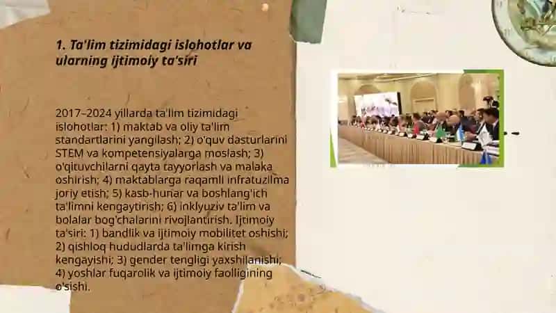 O'zbekistonda ijtimoiy sohada amalga oshirilayotgan o'zgarishlar mazmuni 3
