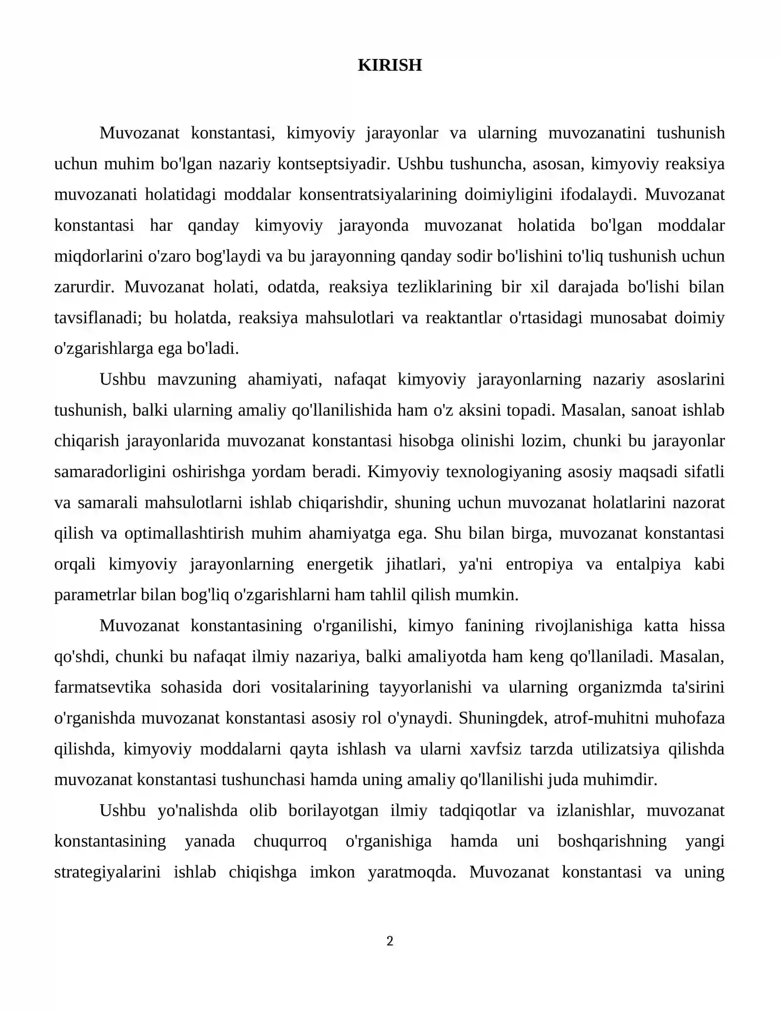 Muvozanat konstantasi 3
