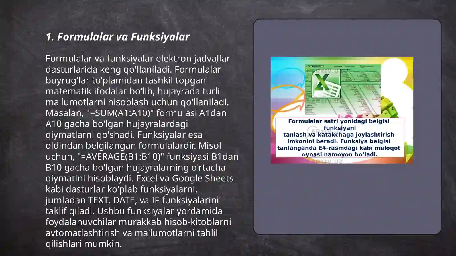 Formulalar va Funksiyalar 3