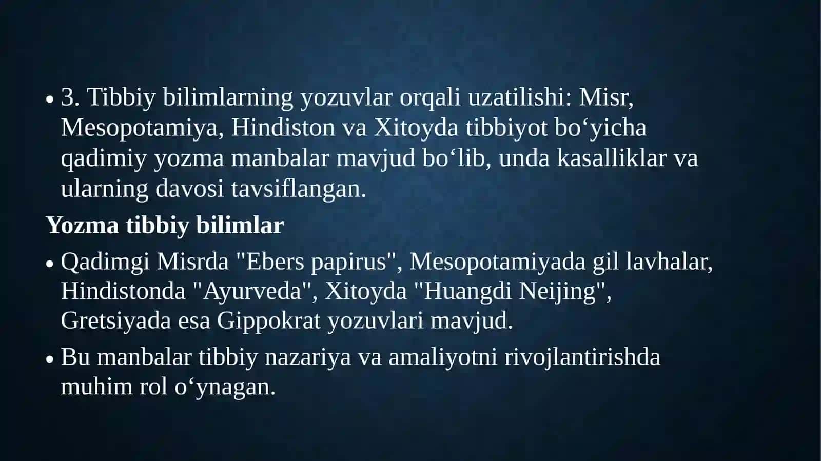 Qadimgi sivilizatsiyalar tibbiyotning umumiy xususiyatlari 3