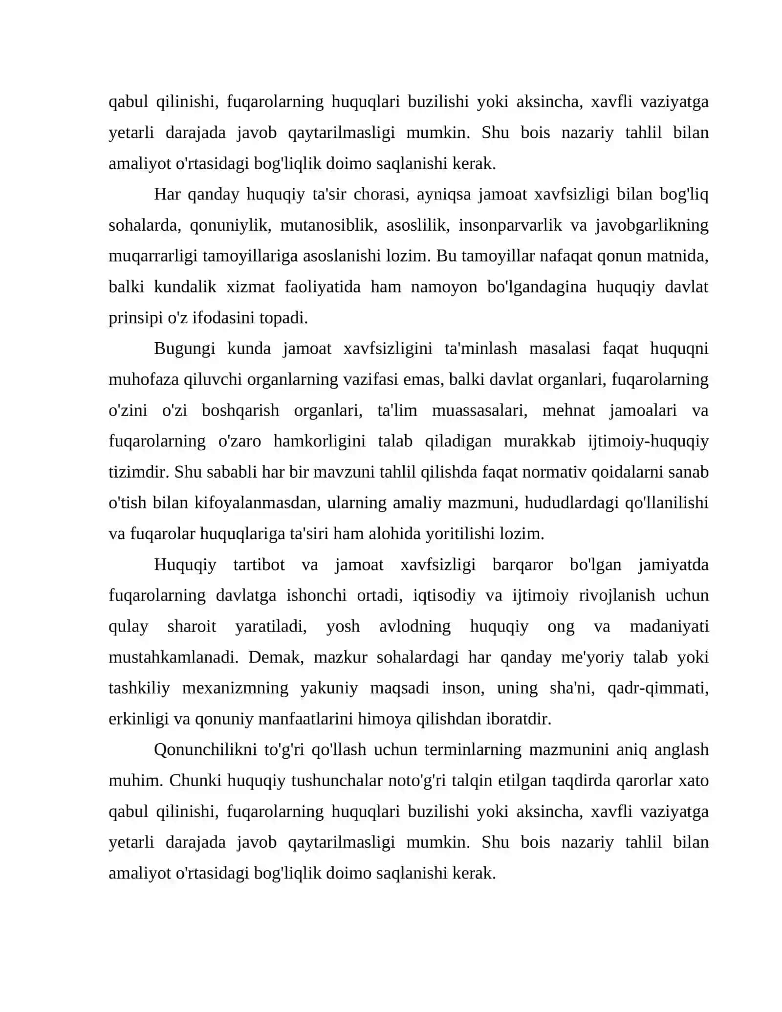 Referat HUQUQNI MUHOFAZA QILISH ORGANLARI IDORASIGA MUROJAAT QILGAN FUQAROLAR BILAN JAMOAT TARTIBINI SAQLASH BO'LINMALARI XODIMLARINING RASMIY FAOLIYATI BILAN BOG'LIQ BO'LMAGAN TURLI UMUMIY MASALALAR BO'YICHA MULOQOT QILISH TARTIB-QOIDALARI 3