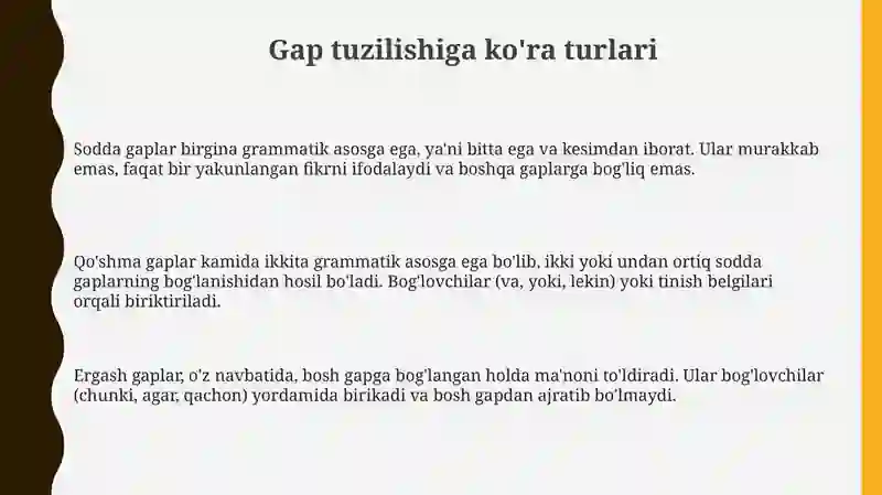 Sodda va qo'shimcha gaplar 3